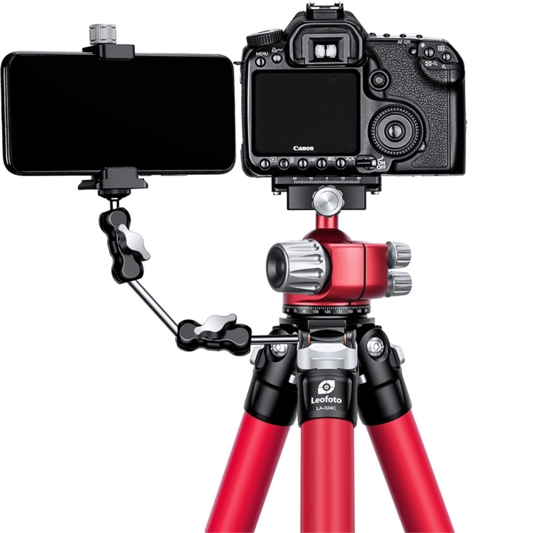 Leofoto LA-324C Athena Series 4 Section Water Resistant Carbon Fibre Tripod with Red LH-40LR (Lever Release) Ball Head