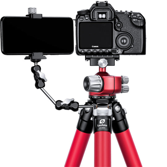 Leofoto LA-324C Athena Series 4 Section Water Resistant Carbon Fibre Tripod with Red LH-40LR (Lever Release) Ball Head