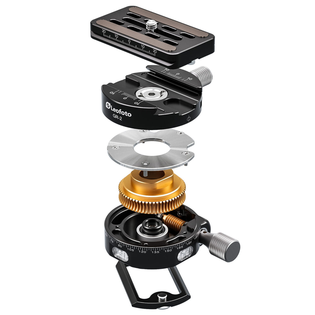 Leofoto GR-2 60mm Geared Panning Clamp with QP-70N Plate