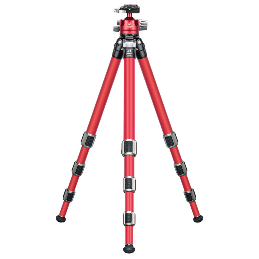 Leofoto LA-324C Athena Series 4 Section Water Resistant Carbon Fibre Tripod with Red LH-40LR (Lever Release) Ball Head