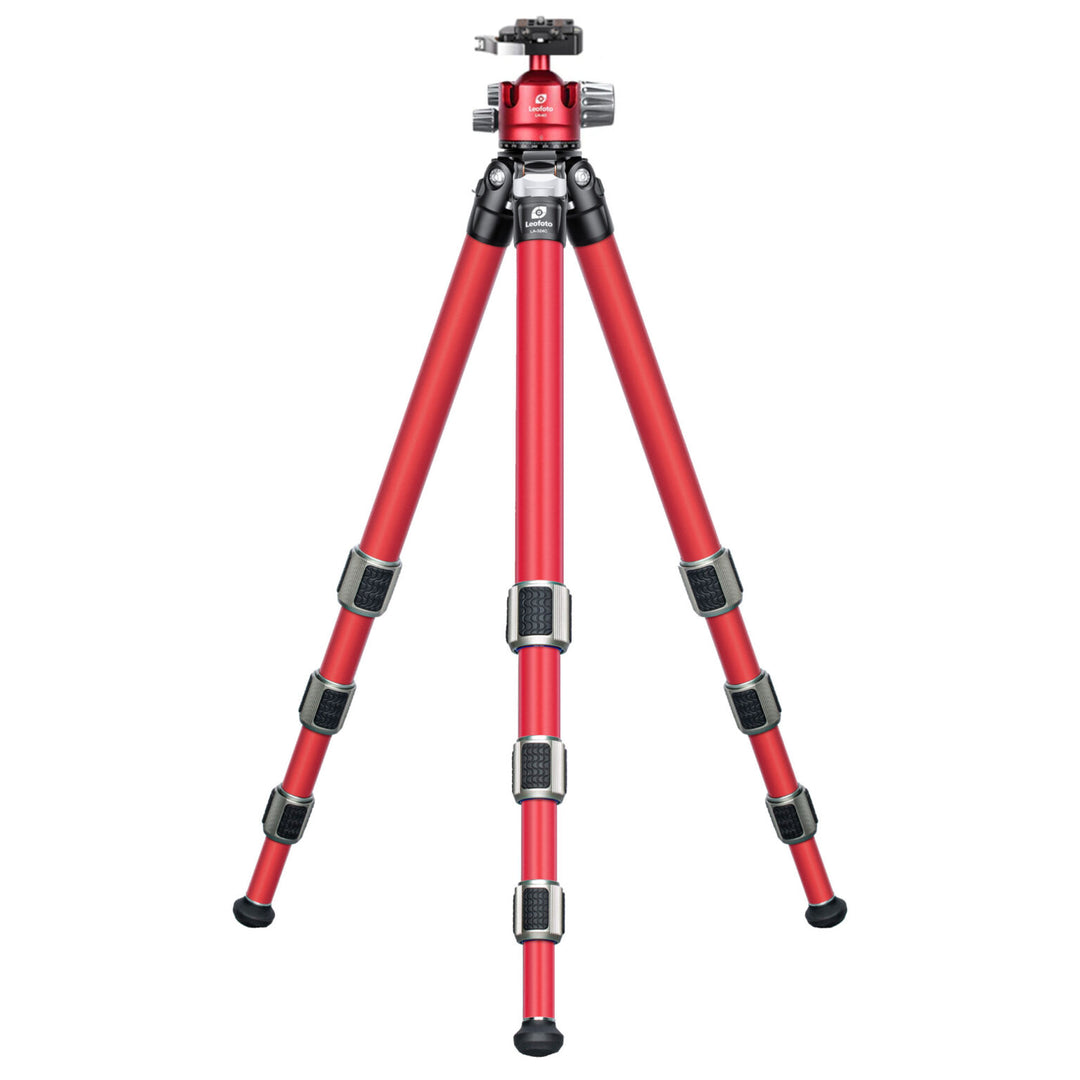 Leofoto LA-324C Athena Series 4 Section Water Resistant Carbon Fibre Tripod with Red LH-40LR (Lever Release) Ball Head