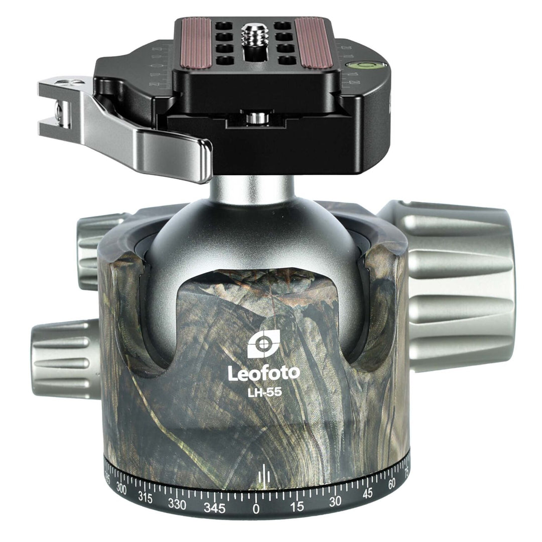 Leofoto LH-55LR 55mm Low Profile Ball Head with LR-70 Quick Release Lever Clamp and QP-70N Plate ��� Camouflage