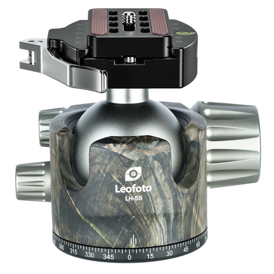 Leofoto LH-55LR 55mm Low Profile Ball Head with LR-70 Quick Release Lever Clamp and QP-70N Plate ��� Camouflage