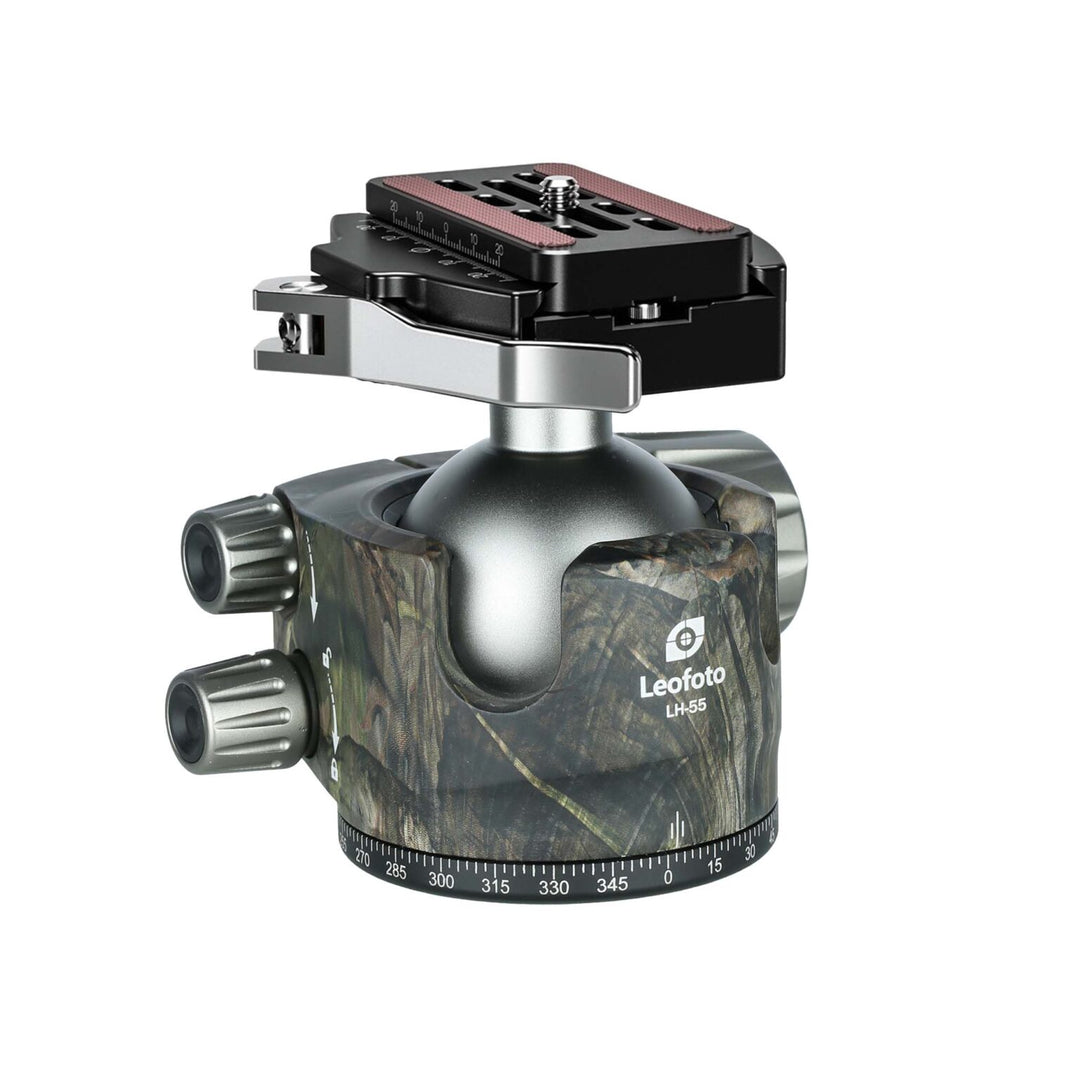 Leofoto LH-55LR 55mm Low Profile Ball Head with LR-70 Quick Release Lever Clamp and QP-70N Plate ��� Camouflage