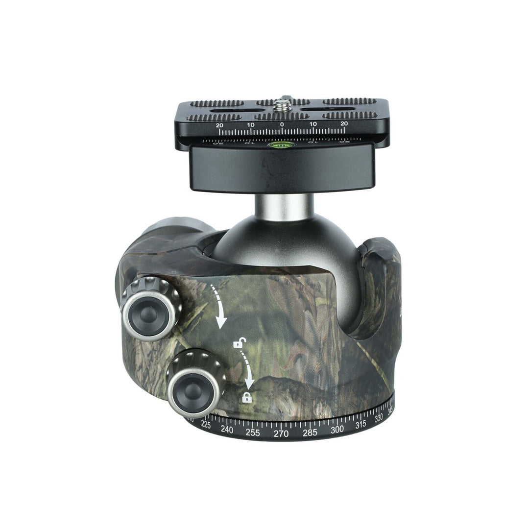 Leofoto LH-55LR 55mm Low Profile Ball Head with LR-70 Quick Release Lever Clamp and QP-70N Plate ��� Camouflage
