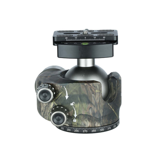 Leofoto LH-55LR 55mm Low Profile Ball Head with LR-70 Quick Release Lever Clamp and QP-70N Plate ��� Camouflage