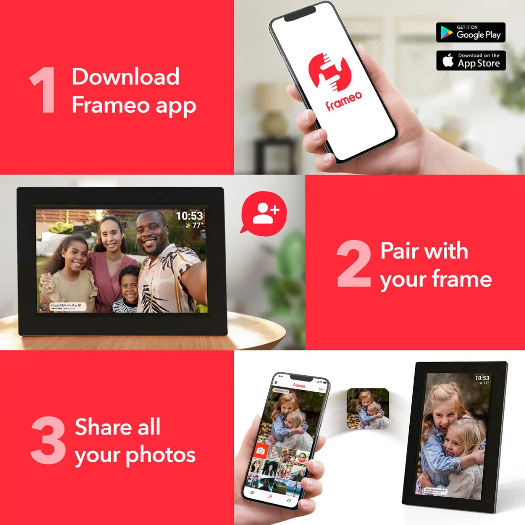Firefly Frameo 10.1" Wi-Fi Digital Photo Frame - Glass