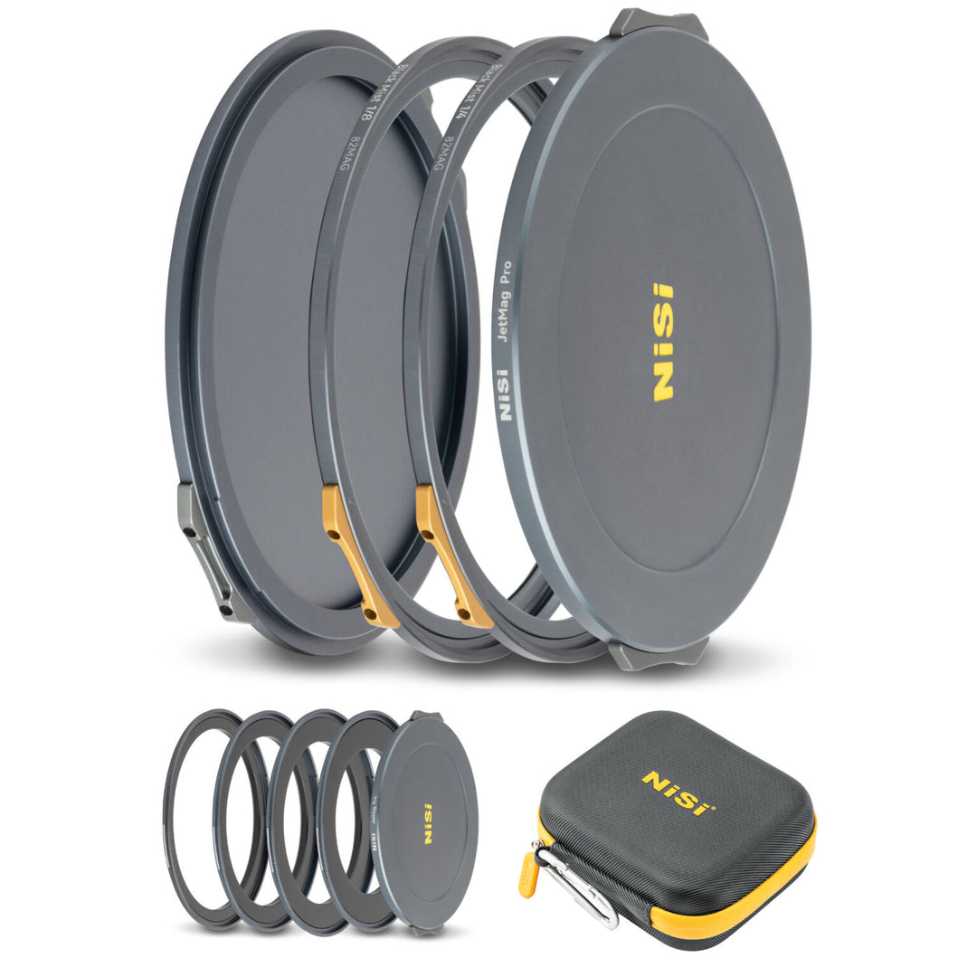 NiSi JetMag Pro Black Mist Kit 82MAG Magnetic Filter Kit (Black Mist 1/4, Black Mist 1/8, 67mm/72mm/77mm/82mm Adaptors, Two Front Caps, Back Cap, Caddy Pouch)