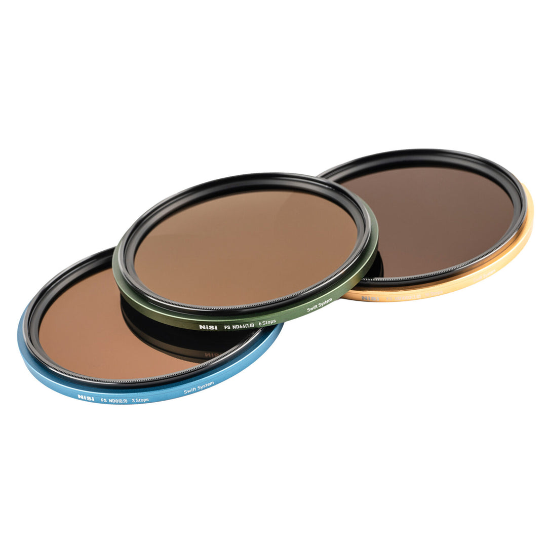 NiSi SWIFT FS ND Filter Kit with ND8 (3 Stop), ND64 (6 Stop) and ND1000 (10 Stop) for 52mm | 55mm | 58mm | 62mm Filter Threads + Case