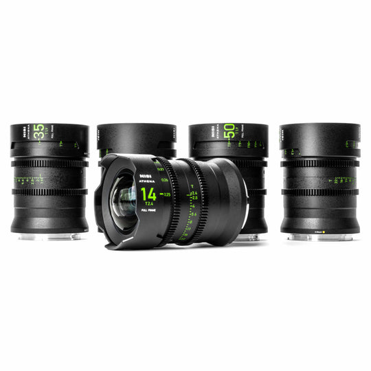 NiSi ATHENA PRIME Full Frame Cinema Lens MASTER Kit with 8 Lenses 14mm T2.4, 18mm T2.2 , 25mm T1.9, 35mm T1.9, 40mm T1.9, 50mm T1.9, 85mm T1.9, 135 T2.2 + Hard Case (G Mount | No Drop In Filter)