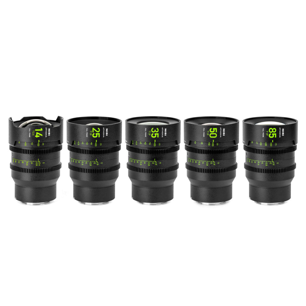 NiSi ATHENA PRIME Full Frame Cinema Lens Kit with 5 Lenses 14mm T2.4, 25mm T1.9, 35mm T1.9, 50mm T1.9, 85mm T1.9 + Hard Case (G Mount | No Drop In Filter)