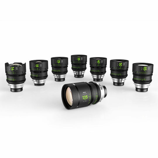 NiSi ATHENA PRIME Full Frame Cinema Lens MASTER Kit with 8 Lenses 14mm T2.4, 18mm T2.2, 25mm T1.9, 35mm T1.9, 40mm T1.9, 50mm T1.9, 85mm T1.9, 135mm T2.2 + Hard Case (PL Mount)
