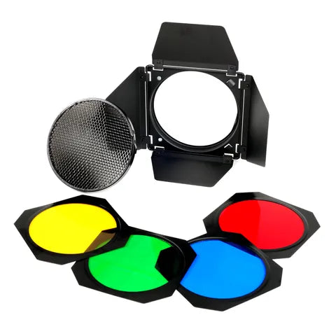 GODOX BARNDOOR WITH GRID & COLOUR FILTER SET