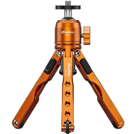 Leofoto MT-03 Mini Table Top 2 Section Tripod with MBH-20 Ball Head – Orange