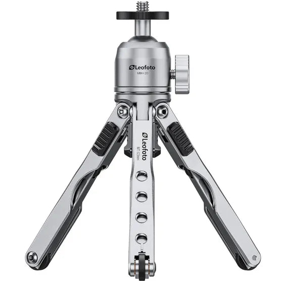 Leofoto MT-03 Mini Table Top 2 Section Tripod with MBH-20 Ball Head – Silver