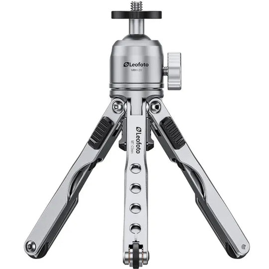 Leofoto MT-03 Mini Table Top 2 Section Tripod with MBH-20 Ball Head – Silver