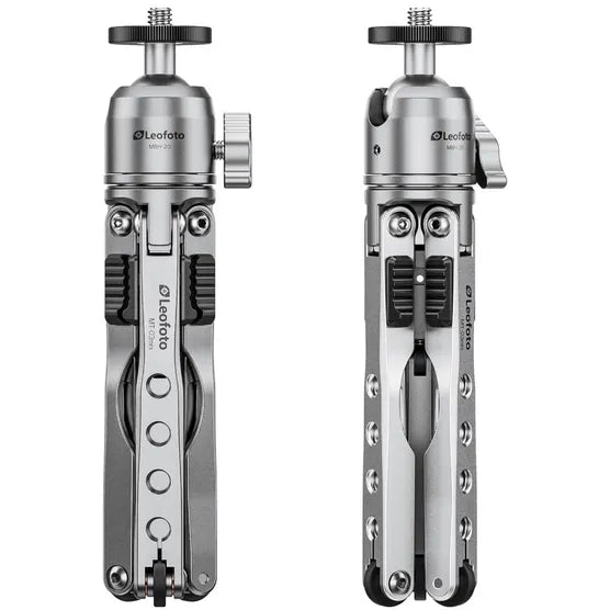 Leofoto MT-03 Mini Table Top 2 Section Tripod with MBH-20 Ball Head – Silver