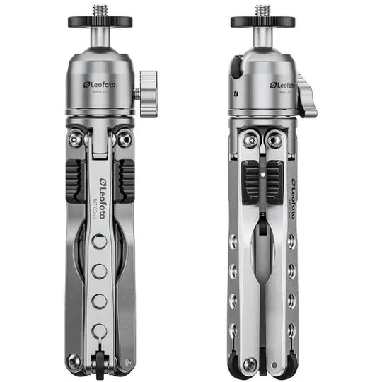 Leofoto MT-03 Mini Table Top 2 Section Tripod with MBH-20 Ball Head – Silver