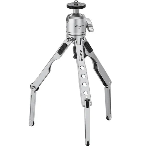 Leofoto MT-03 Mini Table Top 2 Section Tripod with MBH-20 Ball Head – Silver