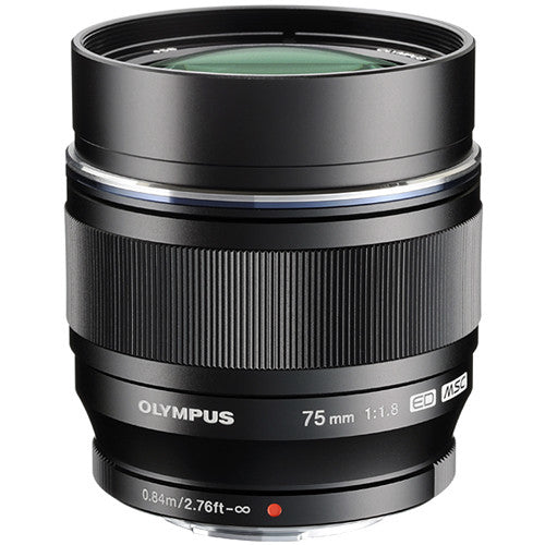 OM System 75mm f/1.8 Black Metal Body Portrait Lens