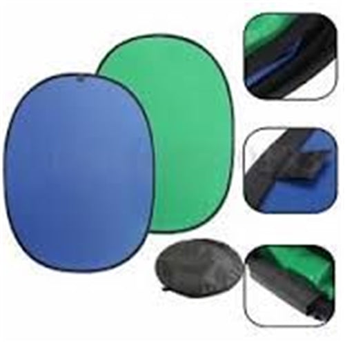 PM  Solid Pop-Up Background 6x7' Dual-Sided - Chromakey Green/Chomakey Blue