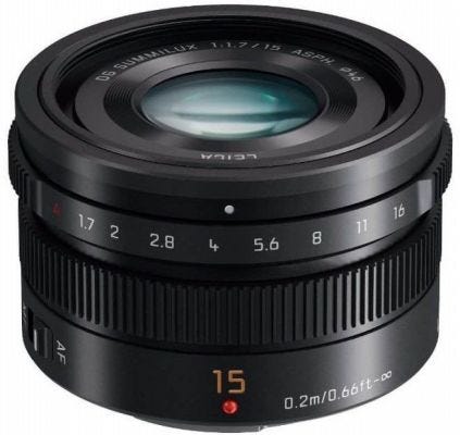 Panasonic Leica DG Summilux 15mm f/1.7 ASPH - Black Lens