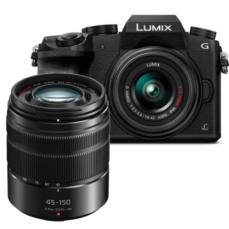 Panasonic Lumix G7 Body w/ 14-42mm & 45-150mm Lens Black