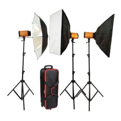 Glanz SDi250 3 Head Studio Lighting kit