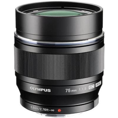 Olympus M.Zuiko 75mm f/1.8 Black Metal Body Portrait Lens